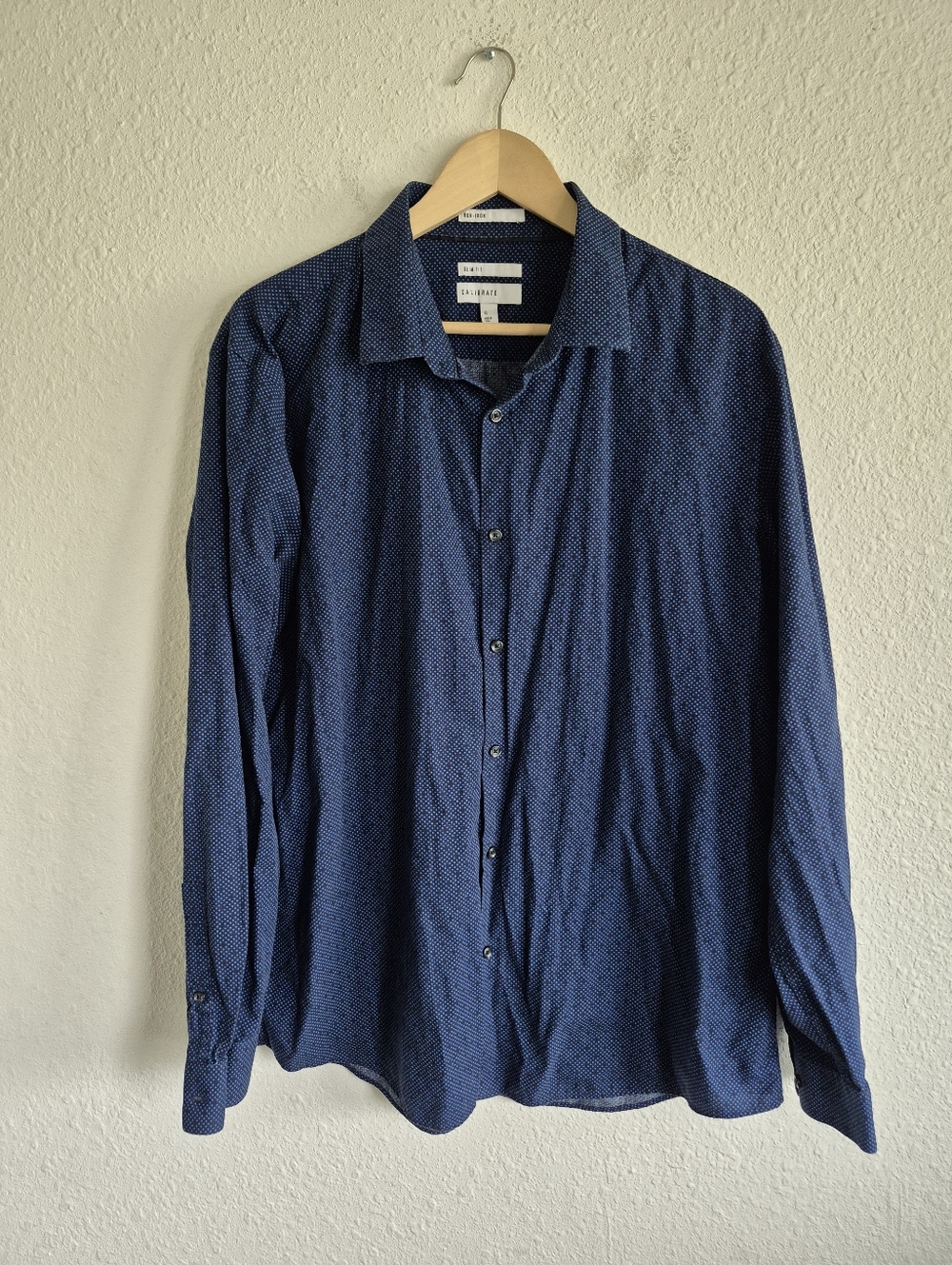 CALIBRATE Non-Iron Slim Fit Blue Button Down Shirt Mens Size XL